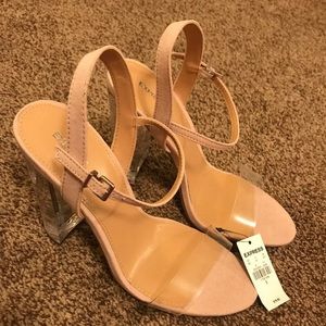 Express clear chunky heels-brand new